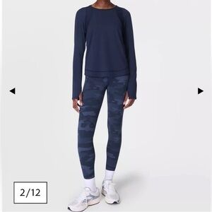 Lole Highrise Colour-blocked Navy Army Print Leggings Size Small Athleisure